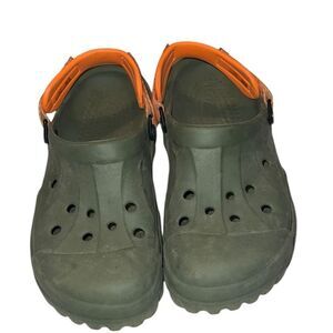 Crocs Green and Orange Clogs Size 9